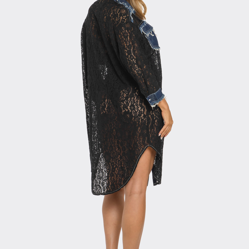 Dahlia Lace & Denim Dress