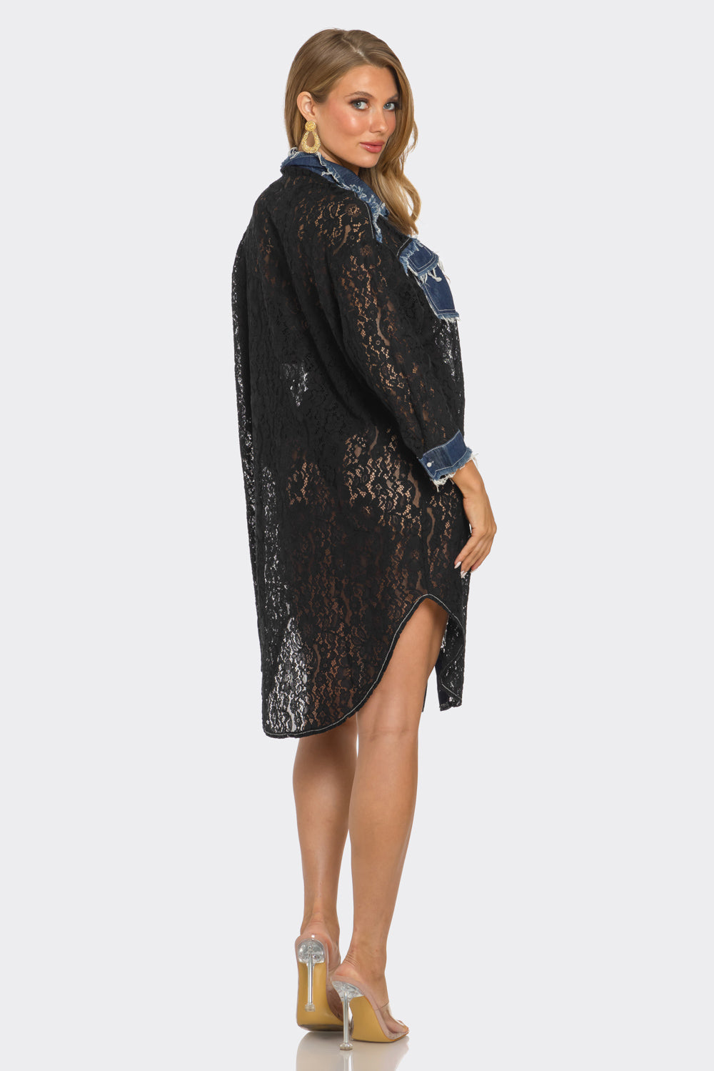 Dahlia Lace & Denim Dress