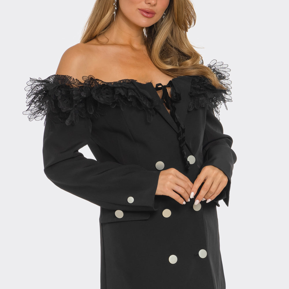 Off Shoulder Frill Blazer Dress