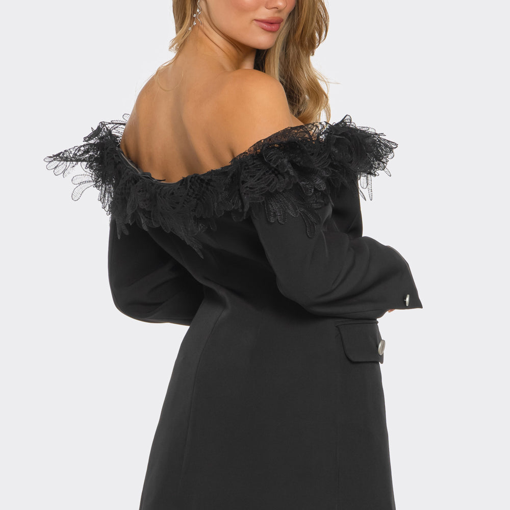 Off Shoulder Frill Blazer Dress