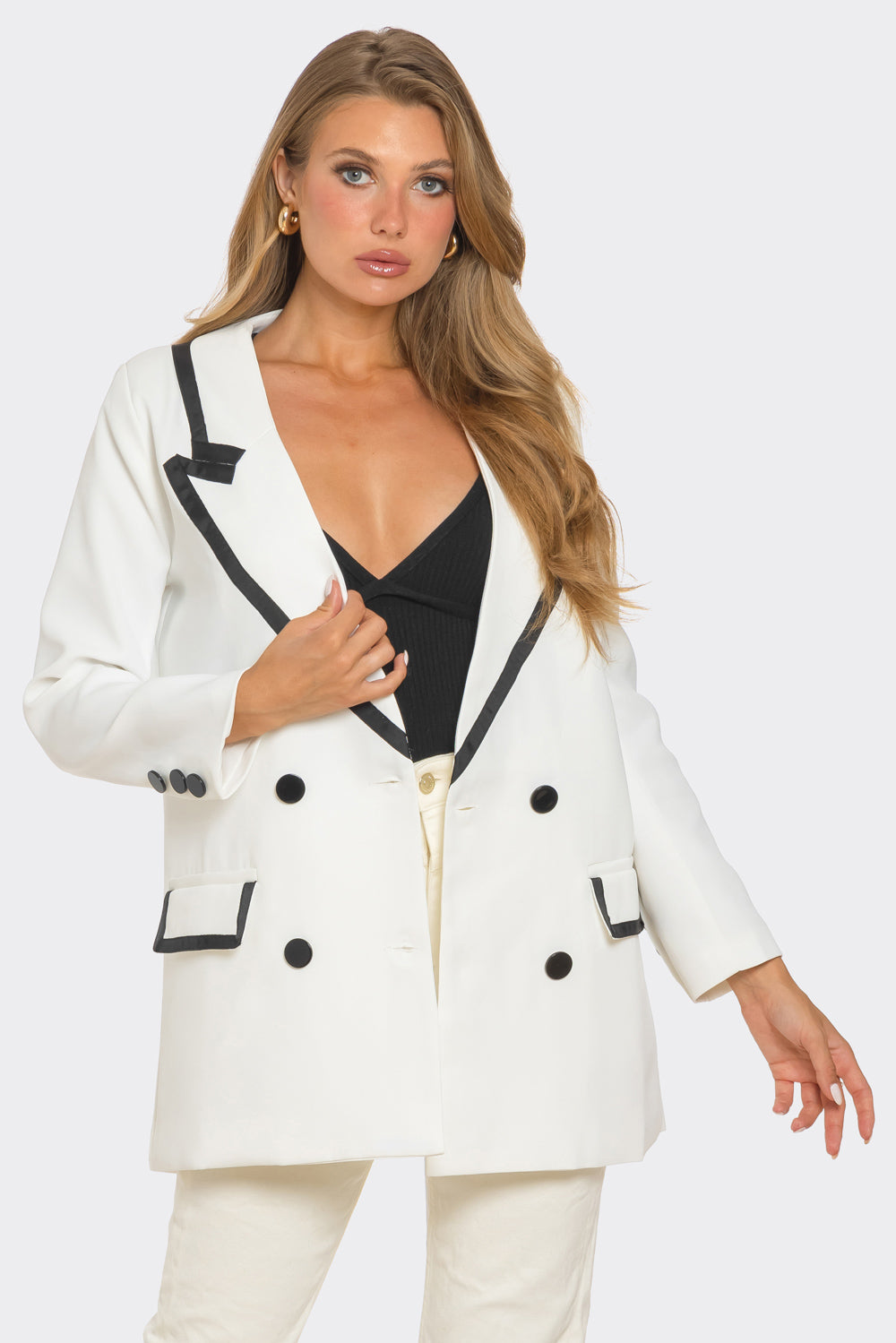 Contrast Trim Blazer